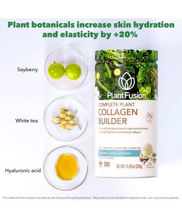 PlantFusion Vegan Collagen Powder - Plant-Based Protein for Muscle & Joints, Skin, Hair & Nails | 10.58 oz Unflavored - Buy Online on GoSupps.com