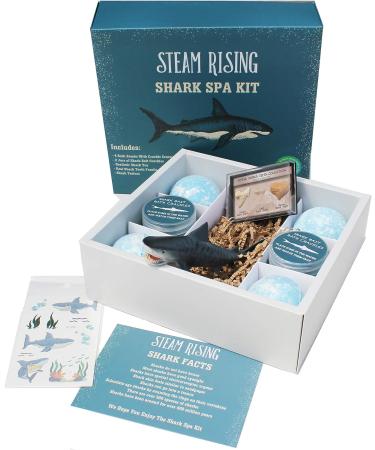 Organic Shark Bath Toy Spa Kit with Bath Crackles, Vinyl Toy, Tattoos, and Necklace - Perfect Boys' Birthday Gift | Safe & Natural - Buy Online on GoSupps.com