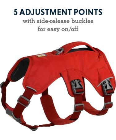 RUFFWEAR Web Master Dog Harness | Padded Anti-Escape Design | 2 Lead Attachments | Size Medium (69-81 cm) | Red Sumac - Buy Online on GoSupps.com