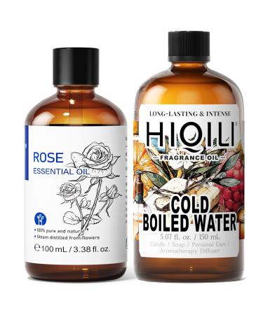 HIQILI 100ML Rose Essential Oil & 150ML Cold Boiled Water Fragrance Oil for DIY Diffuser