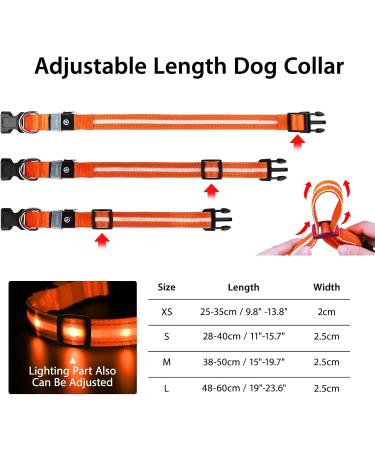 Masbrill LED Dog Collar - Luminous Waterproof & Adjustable with 3 Flashing Lights for Small to Large Dogs - Orange XS (25-35cm) - Buy Online on GoSupps.com