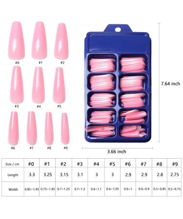 Siusio 400 Colorful Coffin Full Cover Press-On Acrylic Nails - Extra Long Pink Ballerina Artificial Tips for Women & Girls Nail Art Decoration - Buy Online on GoSupps.com