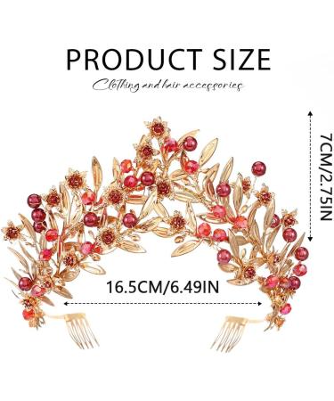 Kilshye Red Queen Headband Gold Leaf Costume Headpiece Rhinestone Hair Accessories for Women - Buy Online on GoSupps.com
