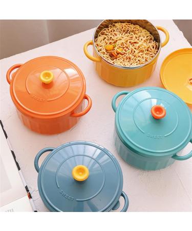 Ramen Soup Bowl Kawaii Instant Ramen Bowl with Lid Spoon Cute Stainless Steel Large Capacity Noodle Fruit Salad Soup Bowl Set KitchenTableware Salad Bowl (Color : Orange) - Buy Online on GoSupps.com