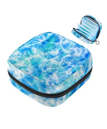 MUOOUM Menstrual Pad Bag Zipper Sanitary Napkin Bag Tampons Collect Bags for Women Girls (Blue Tie Dye) Multi-colored 5