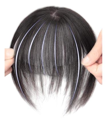 Susanki Remy Human Hair Extensions with Bangs Air Bangs 8" Black 8" Color: Black
