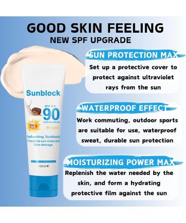 Snail Essence Sunblock - Anti UV Rays Face Sunscreen - Factor 90 Suncream for Face & Body - Face SPF90++ - Waterproof & Sweatproof Sun Cream - Moisturizingg Face Suncream - Buy Online on GoSupps.com