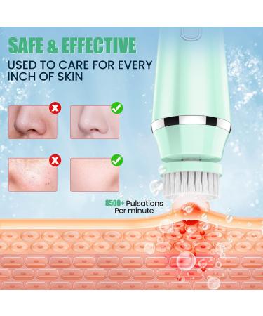 4 in 1 Facial Cleansing Brush - Electric Face Spin Brush with 4 Replacement Heads for Cleaning Exfoliating Massaging (Green) - Buy Online on GoSupps.com