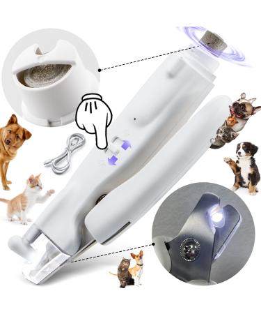 Dog Nail Grinder Pet Nail Clippers Upgraded 2 in 1 Electric Pet Nail Trimmer with LED Light Professional Dog Claw Care Paws Grooming Portable and Rechargeable for Large Medium Small Dogs & Cats