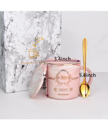 50th Birthday Gift for Women - Bokalaka 12oz Pink Coffee Cup with Gift Box | Perfect for Girlfriend Mother Sister Colleague - Buy Online on GoSupps.com
