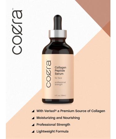 Coera Collagen Peptides | 4 fl oz | Face Serum with Verisol | Professional Strength Formula for Women | Free of Parabens SLS & Fragrances | Packaging May Vary - Buy Online on GoSupps.com