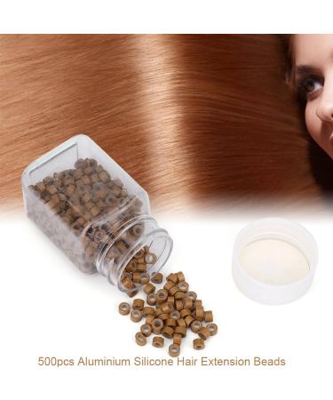 Buy 500pcs Light Brown Aluminum Silicone Beads for Hair Extensions | Microrings & Hair Braiding Decorations - International Shipping Available - Buy Online on GoSupps.com