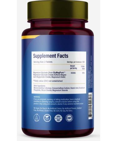 AJS Magnesium Glycinate 400mg Magnesium Glycinate Capsules 246 Tablets Gluten-Free Non-GMO Supplements Dietary Magnesium Supplement with Organic Coating Supports Your Well-Being 4 Months (4) - Buy Online on GoSupps.com