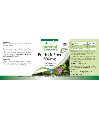 Fairvital | Burdock Root 500mg with Zinc - 120 Vegan Highly Dosed Capsule - Buy Online on GoSupps.com