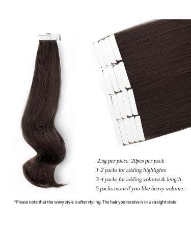 Real Human Hair Tape Extensions - Seamless & Reusable Deep Black 30g | 20 Pieces 1B 30cm - Buy Online on GoSupps.com