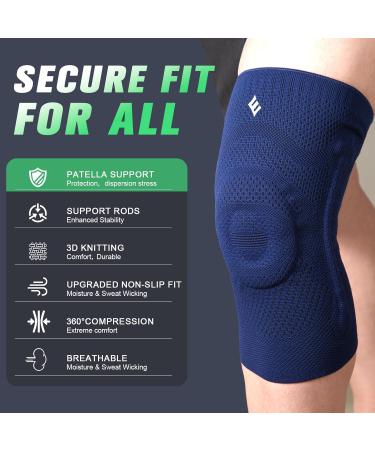 NEENCA Knee Brace - Compression Sleeve with Gel Pad & Stabilizers for Men & Women - Support for Arthritis ACL Meniscus Tear - Dark Blue Large - Buy Online on GoSupps.com