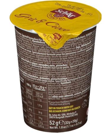  Italian Gourmet E.R. Schar Gris & Ciocc Gluten Free Grissini with Cocoa Cream 52g - Buy Online on GoSupps.com
