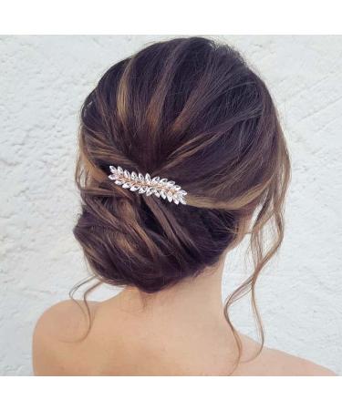 Allereya Crystal Wedding Hair Clip Barrette Rhinestone Leaf Hair Barrette Clip Gold CZ Bling Bridal Headpieces Decorative Head Clip Headwear Bridal Hair Accessories for Women and Girls (Gold) - Buy Online on GoSupps.com