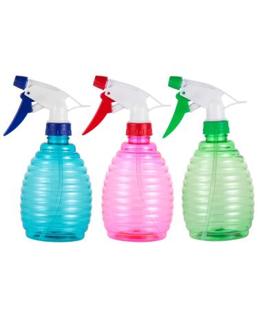 Pack of 3-16 Oz Empty Plastic Spray Bottles - Attractive Vibrant Colors - Multi Purpose Use Durable Random color BPA Free Material (16.9 OZ(500ML)3bottles) 16.9 Ounce (Pack of 3)