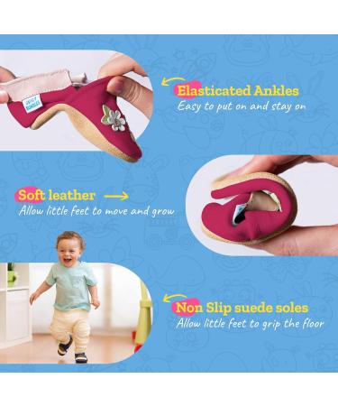 Soft Sole Pink Blossoms Baby Shoes | Leather Toddler Shoes for Baby Girl/Boy (2-3 Years) | Baby Walking Shoes - Buy Online on GoSupps.com