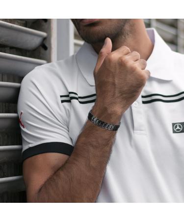 MagEnergy Titanium Steel Magnetic Bracelet for Men - Double Row Ultra Strength Magnets - Adjustable Links Removal Tool - Jewelry Gift Box - A-Black - Buy Online on GoSupps.com