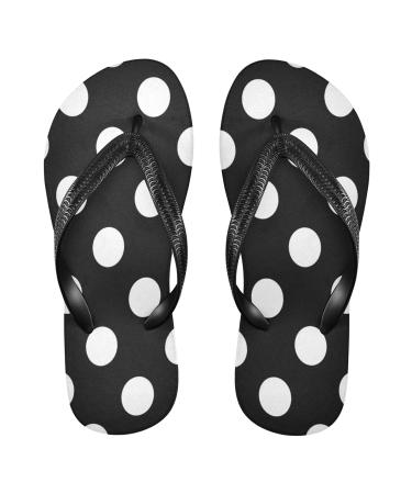 Mnsruu flip-flops with large dots black for home hotel spa bedroom travel M for men and women large multi-colored