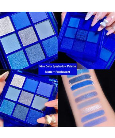 BliBling 9 Colors Blue Eyeshadow Palette - Highly Pigmented, Waterproof, Matte Glitter & Metallic Shades - Buy Online on GoSupps.com