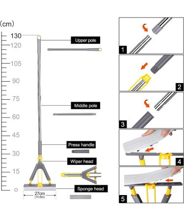MASTERTOP PVA Sponge Mop with Self Squeeze Feature and 3 Sponge Heads - 51 Handle for Floor Cleaning on Tile, Marble, Laminate, and Bamboo - Buy Online on GoSupps.com
