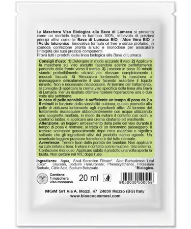 MGM srl Organic Snail Slime Facial Mask 20 ml 1 Units - Buy Online on GoSupps.com