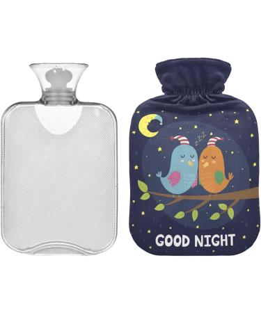 NAANLE Good Night Sleeping Birds Heat Bottle | 1L Transparent Hot Water Bottle for Bed | Hand & Foot Warmer | Pain Relief & Cold Therapy - Buy Online on GoSupps.com