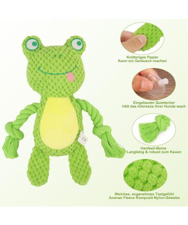 Tonyfy Dog Toys - Interactive Squeaky Plush Frog for Puppies & Small/Medium Dogs | Durable Cotton Rope & Crinkle Paper Fun - Buy Online on GoSupps.com