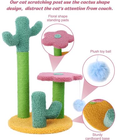 TNELTUEB Cat Scratching Post - Sisal Cactus Cat Scratcher with 3 Height Poles and Hanging Ball - Interactive Toy for Indoor Climbing and Playing - Gift for Large Cats - Buy Online on GoSupps.com