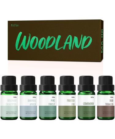 Fragrance Oil, MitFlor Woodland Scented Oil Set, Soap & Candle Making Scents, Essential Oils for Car Diffuser, Woody Aromatherapy Oil Gift Set, Pine Forest, Cedarwood, Frosted Fir and More