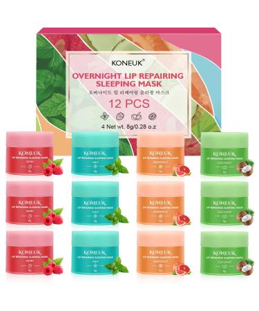 12 Pack Lip Sleeping Mask Set Overnight Lip Treatment Nourish and Hydrate Lip Mask With Vitamin C and Coconut Oil Lip Balm for Dry Lips Reduce Lip Lines and Improve Lip Color