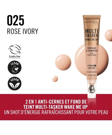 Rimmel Multi-Tasker Wake Me Up Concealer & Foundation - 25 - Rose Ivory 20 ml - Buy Online on GoSupps.com