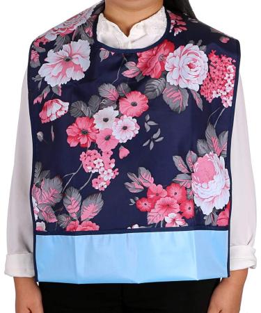 BTSKY Waterproof Adult Bibs (2 Pack) - Reusable, Washable Mealtime Protector with Crumb Catcher (Flowers) - Buy Online on GoSupps.com