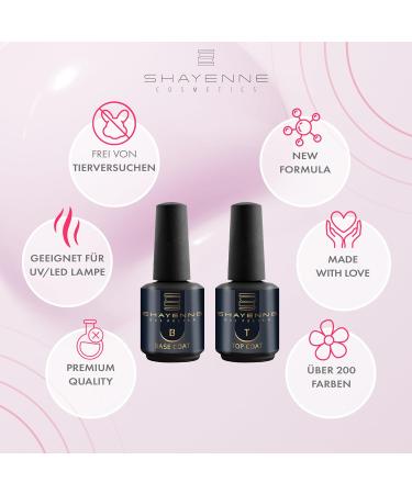 Shayenne Base & Top Coat Set 15ml - UV LED Gel No Sweat Layer Perfect Nail Polish Duo for Flawless Nails - International Shipping Available - Buy Online on GoSupps.com