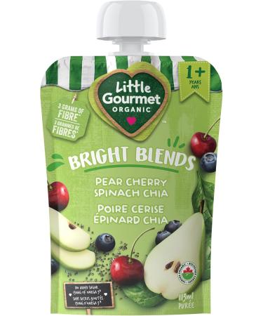 Baby Gourmet Little Gourmet Organic Bright Blends Baby Food Pouches - Pear Cherry Spinach Chia - No Added Sugar or Salt Non GMO No Fillers - (113ml) 12-Pouches Marron Pear Cherry Spinach Chia 113ml - 12 Pouches - Buy Online on GoSupps.com
