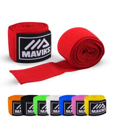 MAVIKS Boxing Hand Wraps 180 inch Bandages for Martial Arts Kickboxing Muay Thai MMA Training Sparring Inner Gloves for Men Women Mitts Protector with Thumb Loop Red
