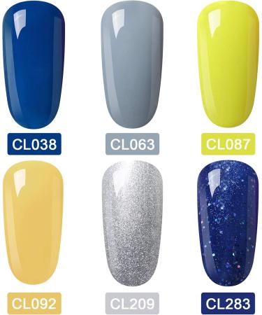 LagunaMoon Gel Nail Polish Set - 6 Colours Glitter Blue Metallic Silver Yellow Grey High-Shine Kit Gel Polish for Salon Quality DIY Nails - UV LED Soak Off Lacquer Kit Varnish Manicure & Pedicure - Buy Online on GoSupps.com