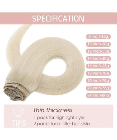 Silk-co Real Hair Extensions Hair Extensions Clip in Human Hair (8inches-45g #60 Platinum Blonde) 8pieces Straight -Basic Thickness-Thin Weft- Remy Hair Extensions 8 Inch #60 Platinum Blonde - Buy Online on GoSupps.com