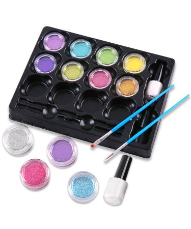 Maydear Glitter Tattoo Kit - 12 Large Glitters & 40 Stencils for Temporary Tattoos - Kids to Adults Party Accessory & Body Art - 12-Color Set - Buy Online on GoSupps.com