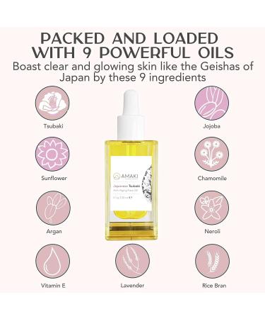 Amaki Japanese Tsubaki Oil: Face Moisturizer for Women - Anti Aging, Hydrating, Gua Sha Oil - 50ml - Buy Online on GoSupps.com
