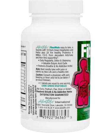 Aloe Life FiberMate Tablets - Gentle Body Detox & Stool Softener, 160 Tablets - Buy Online on GoSupps.com
