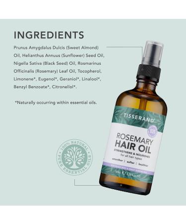 Tisserand Aromatherapy Natural Pure Rosemary Essential Oil Hair Oil Sunflower Oil Hair Care Oil 100% Natural Oil 100 ml - Buy Online on GoSupps.com