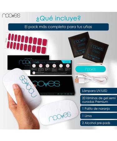  NOOVES NOOVES - 20 Pieces Glitter Gel Nail Polish + UV/LED Curing Lamp Premium Semi-Cured Gel Nails Gel Stickers with 1 Nail File - Buy Online on GoSupps.com