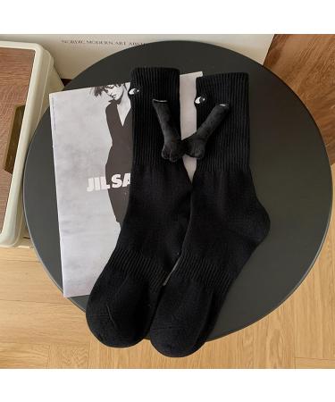 Bexdug Magnetic Holding Hands 3D Couple Socks | Funny Gifts for Men & Women | Cute Mid Tube Socks (White & Black) - Buy Online on GoSupps.com