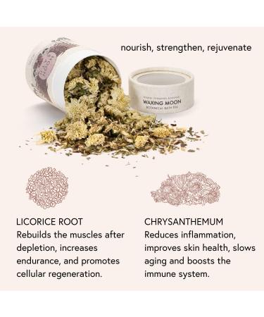 Waxing Moon Botanical Bath Tea | Herbal Ayurvedic Soak for Strength & Vitality | Organic Kapha Dosha Body Care | Cacao, Cardamom & Chrysanthemum | 2 Baths - Buy Online on GoSupps.com