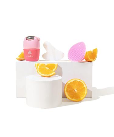Ice Roller & Gua Sha Tools - Pink Silicone Face Exfoliator Pore Scrubber & Skincare Massager for Puffiness Relief & Wrinkle Reduction - International Shipping Available - Buy Online on GoSupps.com