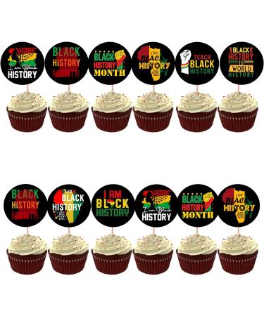 Black History Month Cupcake Toppers Decorations Celebrate Black History Party Dessert Cupcake Toppers for African American Black History Month Holiday Party Supplies - Buy Online on GoSupps.com